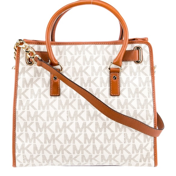 Michael Kors Large Hamilton Vanilla Studded NWT $498 Rare - Picture 3 of 5